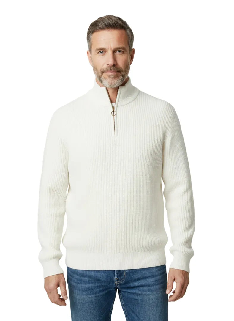 White Roll Neck Men`s Jumper-Makrom