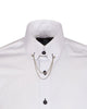 White Round Collar Pin Shirt-Makrom