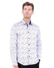 White Small Butterfly Print Men's Shirt-Makrom