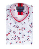 White Small Flower Pattern Print Short Sleeve Shirt-Makrom