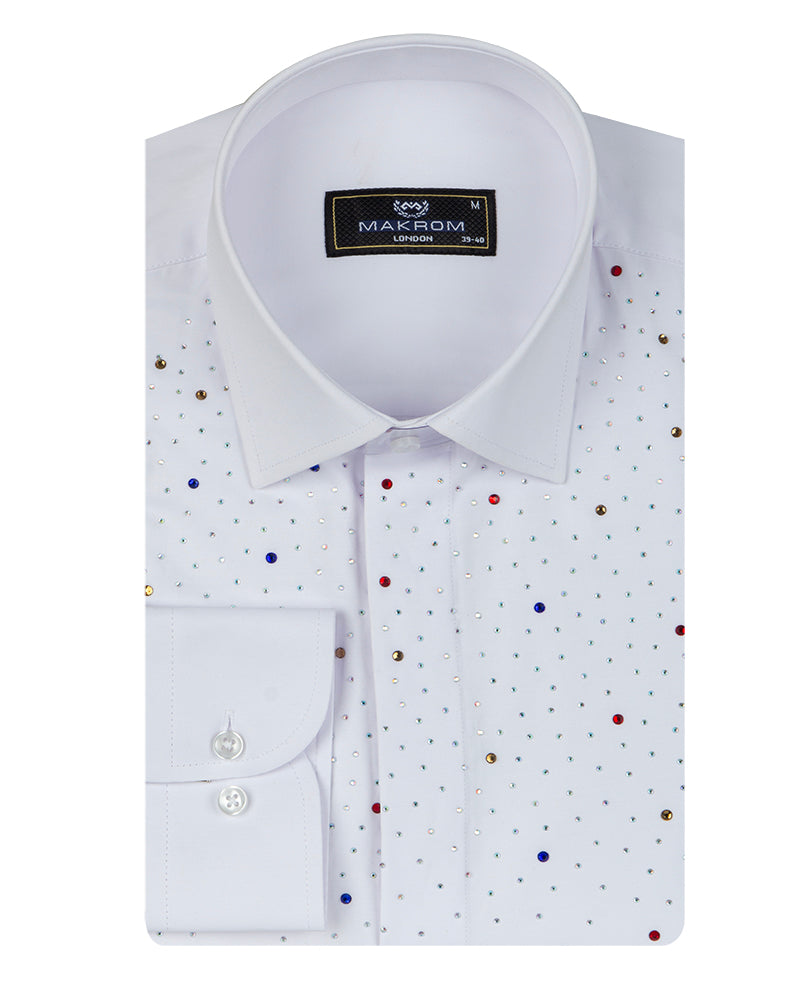 White Stone Studded Shirt-Makrom