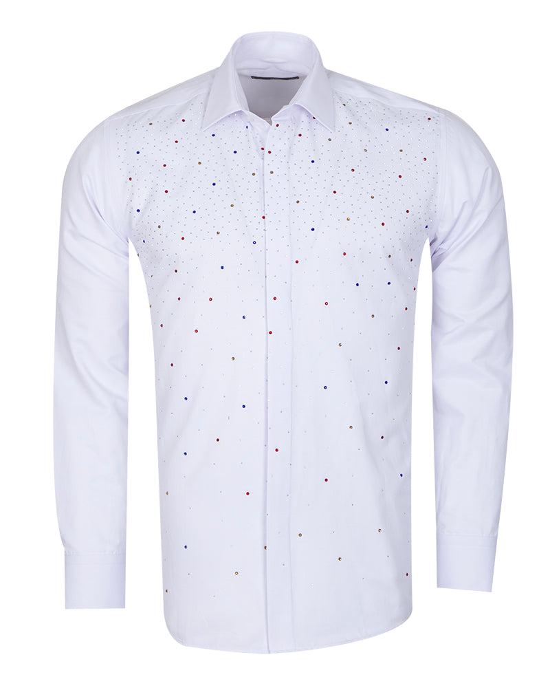 White Stone Studded Shirt-Makrom