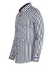White Stripe Print Shirt with Matching Handkerchief-Makrom