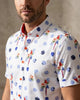 White Tropical Parrot Print Short Sleeve Shirt