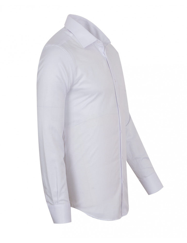 White Twill Classic Single Cuff Shirt-Makrom