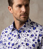 White Water Drop Print Shirt with Matching Handkerchief