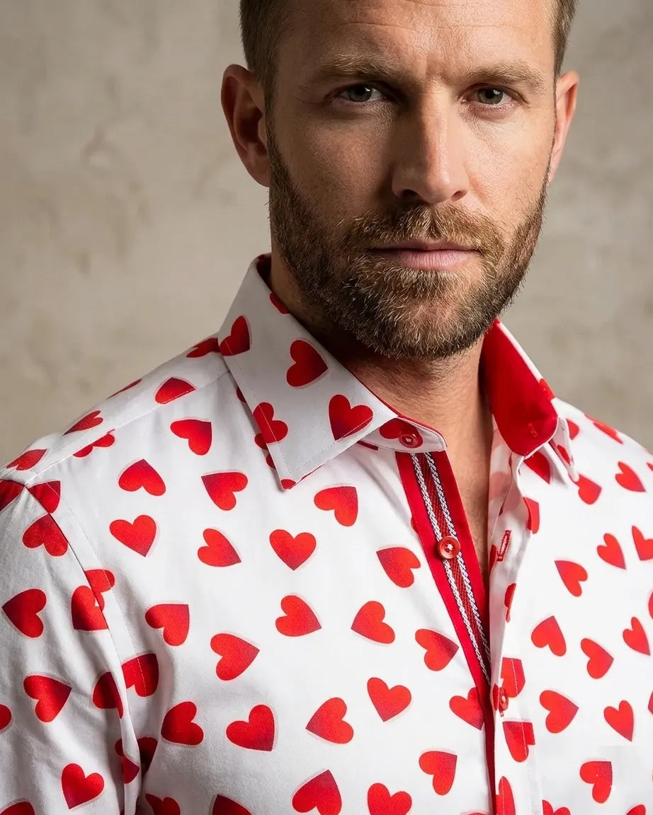 White Heart Print Long Sleeve Shirt
