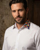 White Plain Shirt with Multicoloured Trim