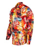 Yellow Abstract Print Long Sleeve Satin Men`s Shirt-Makrom