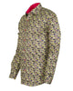 Yellow Colourful Leaf Print Shirt-Makrom