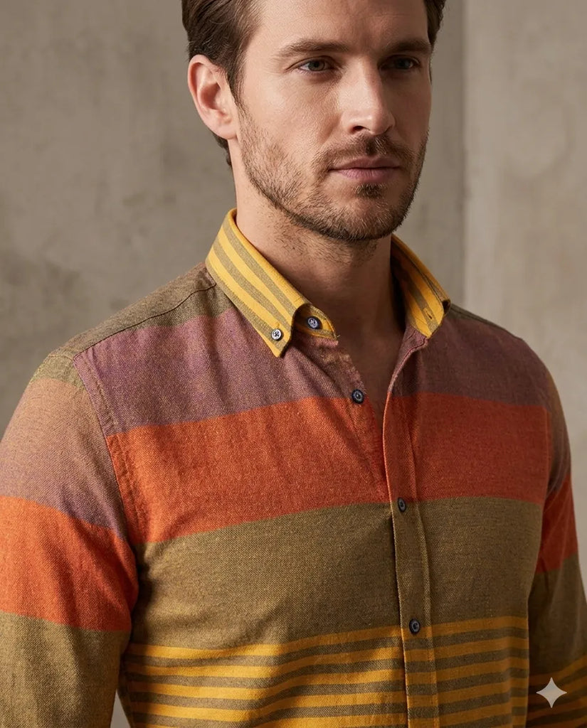 Yellow Front Row Striped Print Shirt