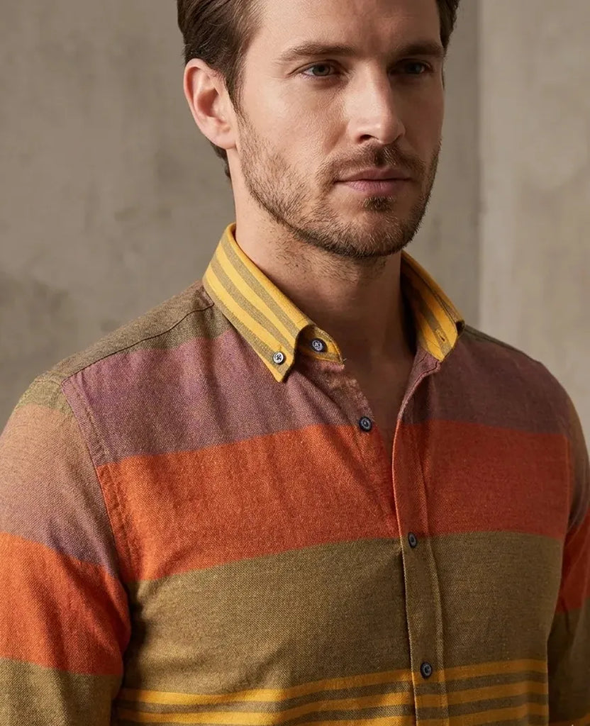 Yellow Front Row Striped Print Shirt