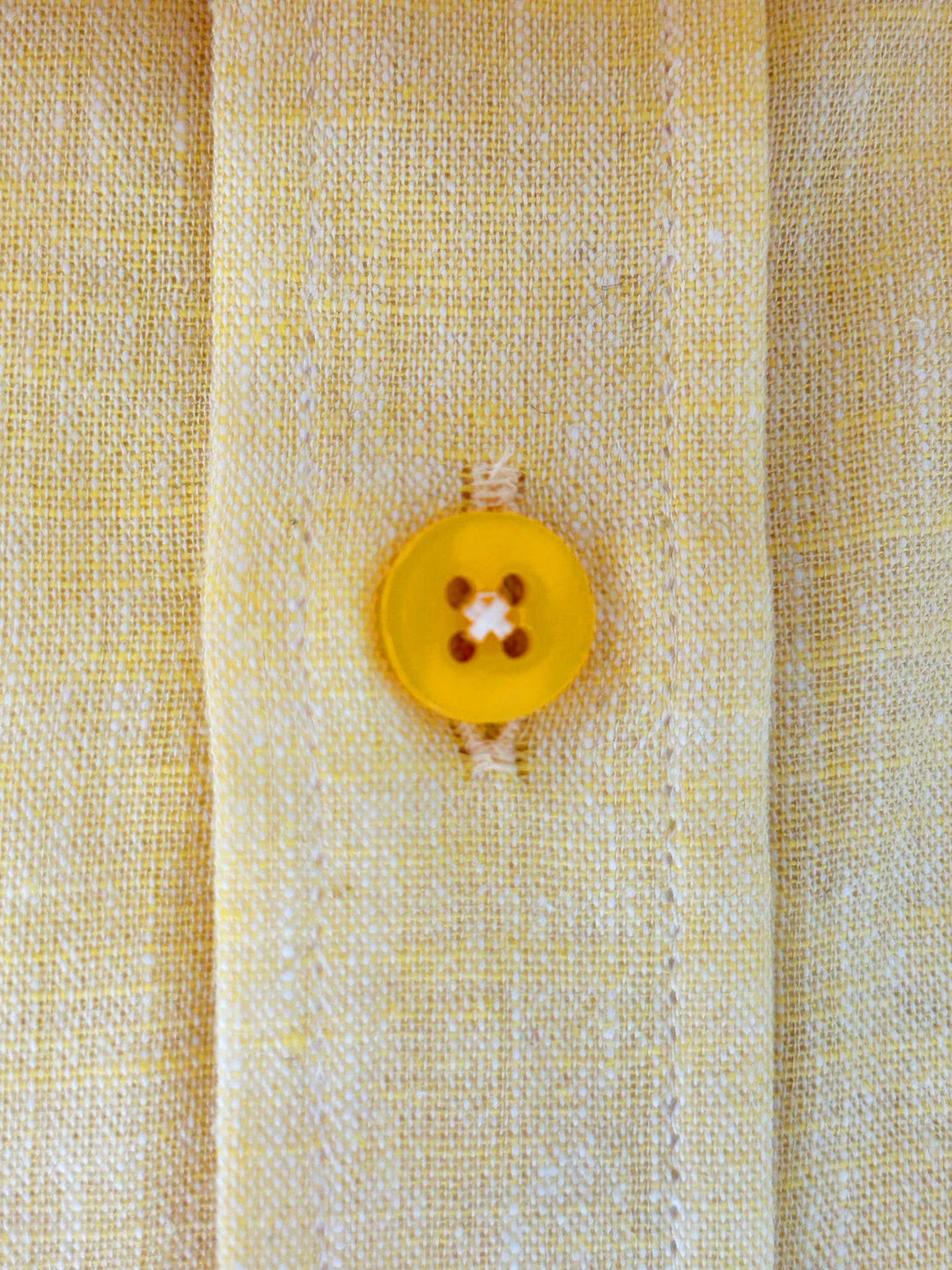Yellow Linen Plain Short Sleeve Shirt-Makrom
