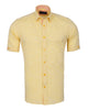 Yellow Linen Plain Short Sleeve Shirt-Makrom