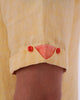 Yellow Plain Linen Short Sleeve Shirt-Makrom