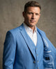 Blue Classic Plain 3 Piece Men's Suit
