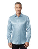 Blue Shiny Plain Satin Classic Men’s Shirt