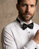 White Pleated Stretch Shirt with Bow Tie