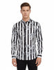 Black Baroque Stripe Paisley Print Men`s Shirt