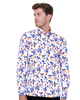White Olive Leaf Print with Matching Handkerchief