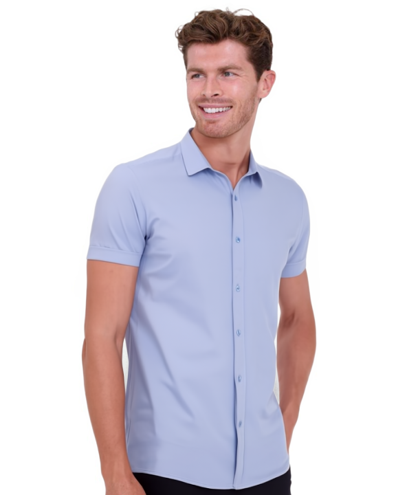 Blue Classic Twill Short Sleeve Shirt