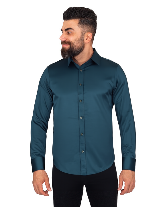 Green Flora Plain Double Cuff Shirt