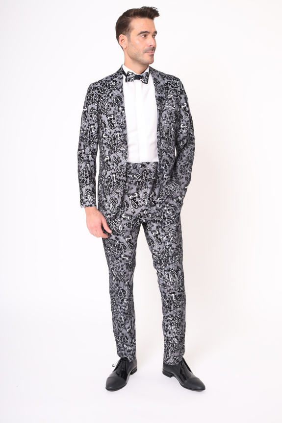 Black & Paisley Three Piece Fashion Suit