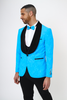 Four Piece Turquoise & Black Tuxedo Wedding Suit