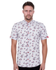 White Small Flower Pattern Print Short Sleeve Shirt