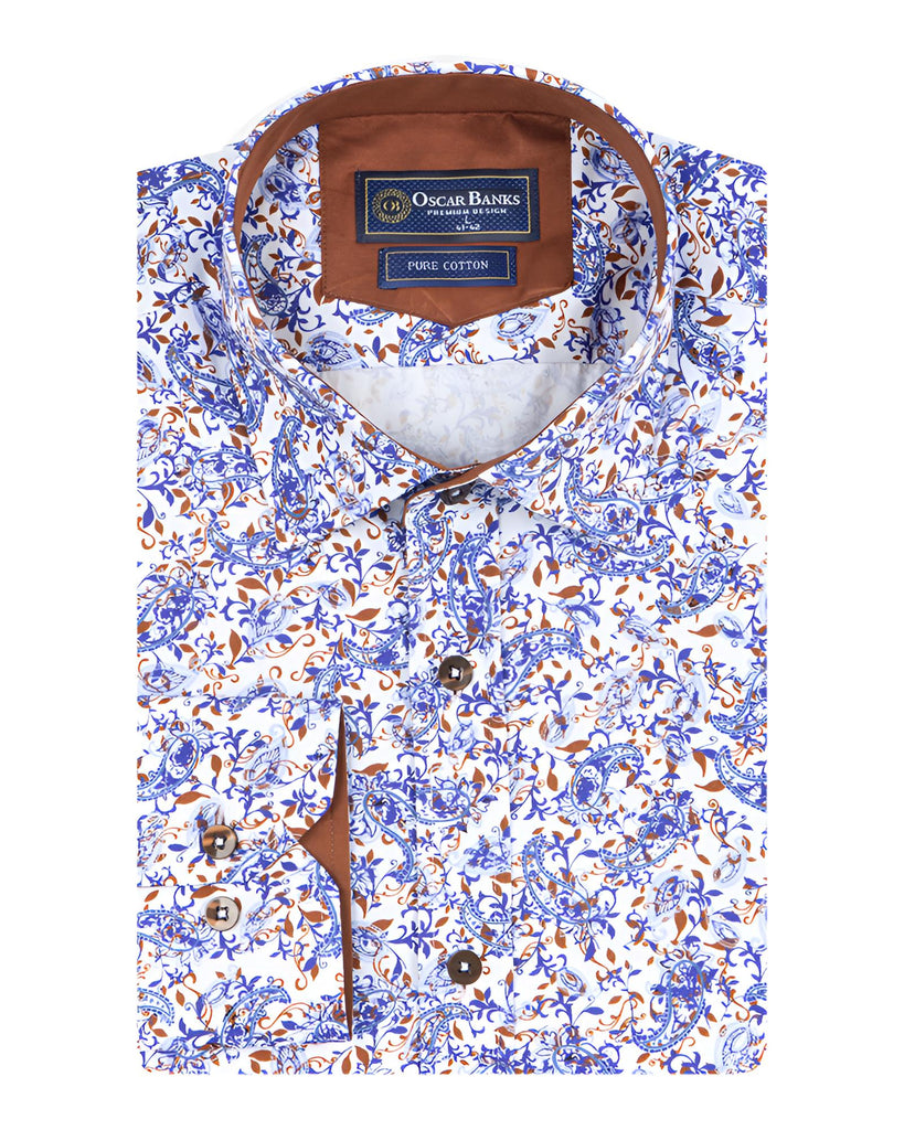Blue Floral Print with Matching Handkerchief
