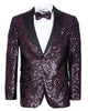 Burgundy Sequin Design Blazer with Matching Bow Tie