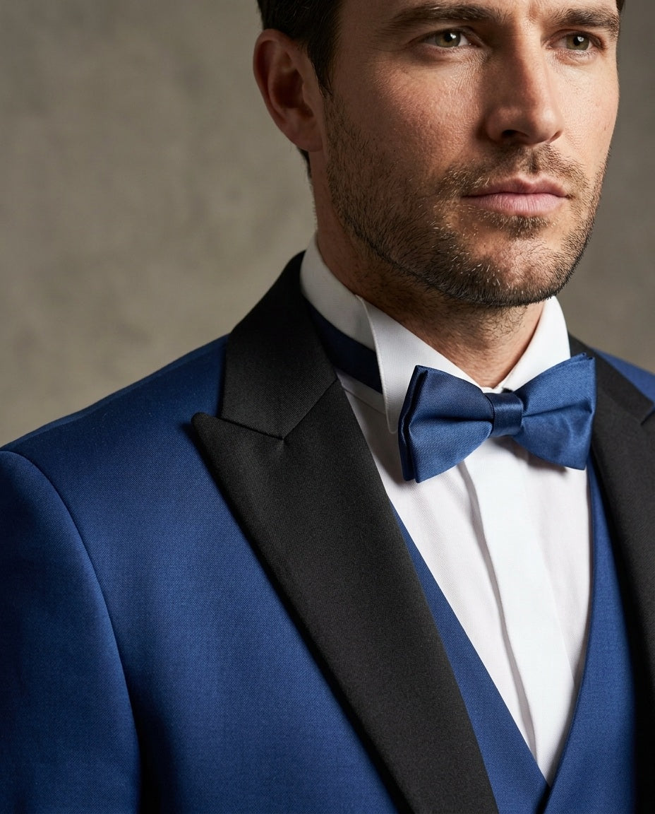 Royal Blue Contrasting Lapel Blazer & Waistcoat