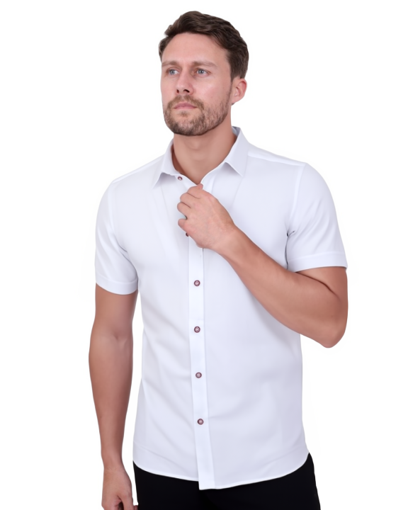 White Classic Linen Short Sleeve Shirt