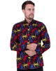Black Paint Splatter Print Men's Shirt with Matching Handkerchief