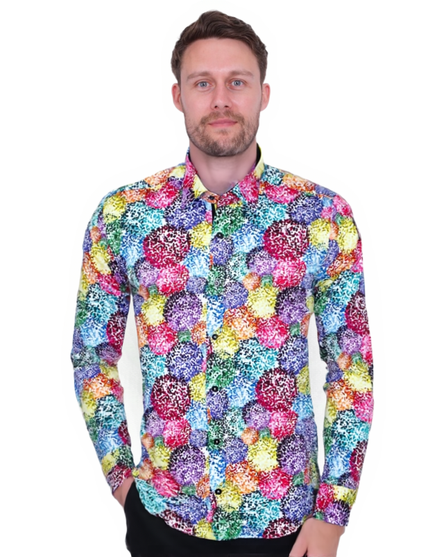 Playful Multicolour Pattern Print with Matching Handkerchief