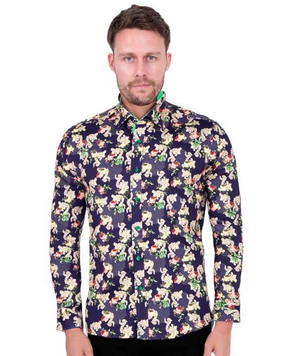 Blue Floral Print with Matching Handkerchief