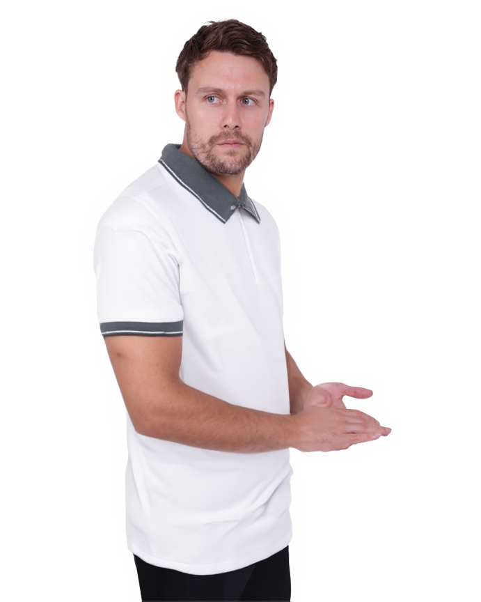 White Classic Polo T-Shirt With Contast Collar