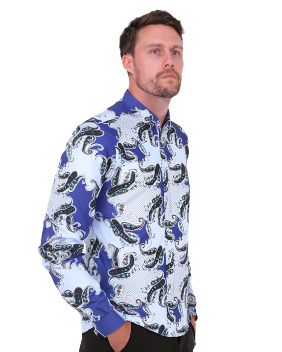 Blue Paisley Print with Matching Handkerchief