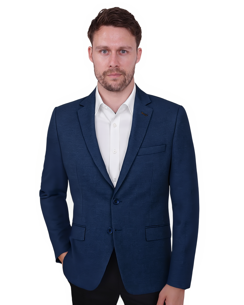 Dark Blue Linen Fashion Blazer