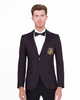 Dark Blue Musical Print Glitter Blazer with Contrasting Lapel