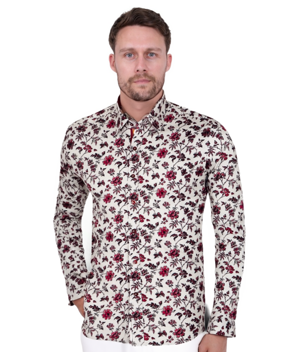 Red Flower Print with Matching Handkerchief