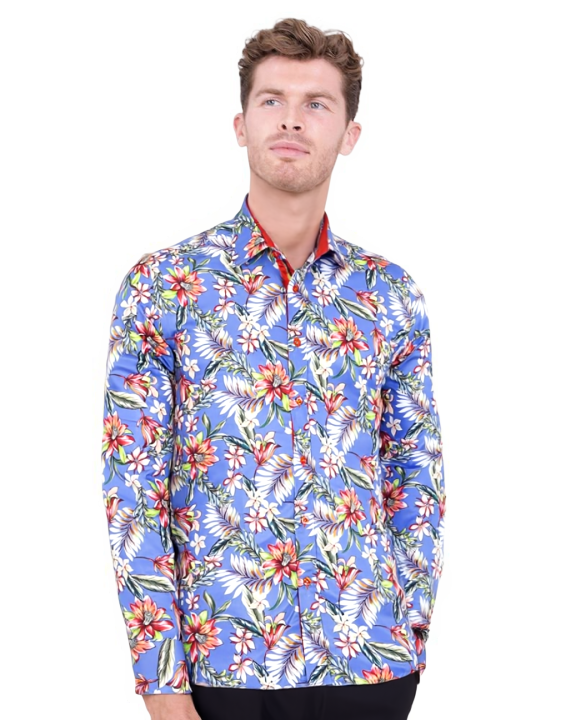 Blue Jasmine Flower Print Shirt