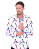 White Parrot Print Men's Shirt