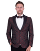 Burgundy Paisley Contrasting Lapel Blazer & Waistcoat