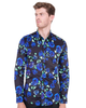 Dark Blue Rose Neon Print Shirt