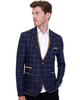 Dark Blue Prince Of Wales Check Blazer & Waistcoat