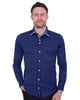 Dark Blue Plain Panel Shirt with Floral Insert & collar tip design