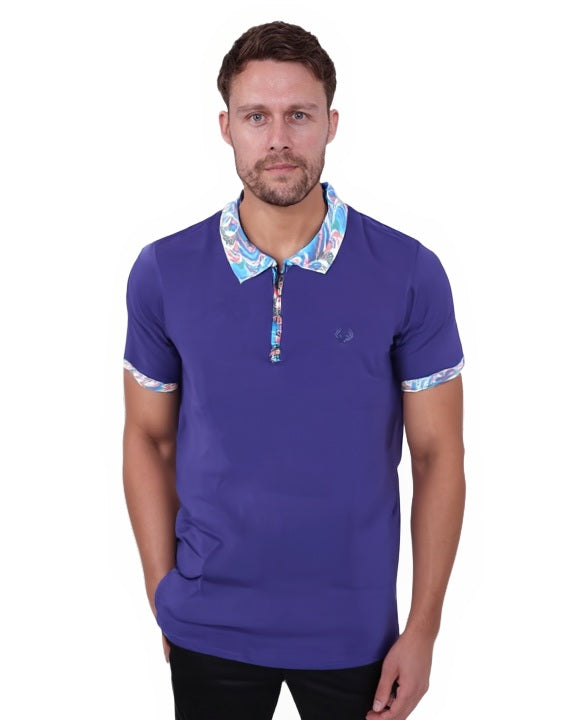 Purple Polo T-Shirt With Paisley Collar