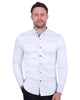 White Plain Panel Colourful Print Collar Tip Shirt