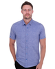 Dark Blue Linen Plain Short Sleeve Shirt